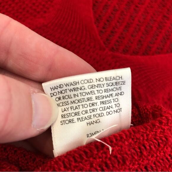 Eileen Fisher red mixed knit merino wool tunic sweater size Extra Small FLAWED - Picture 16 of 16
